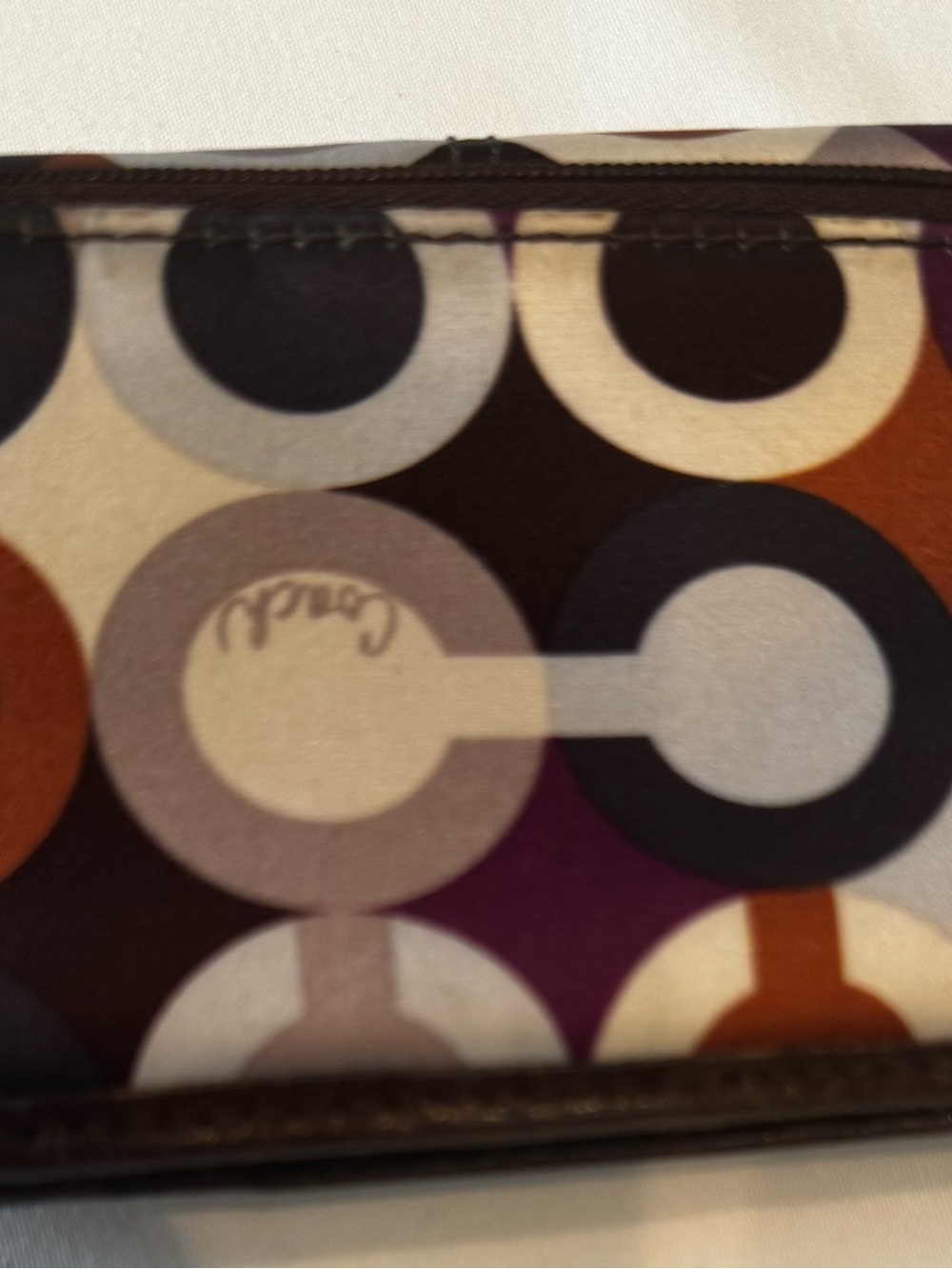 Vintage Coach Op Art Multicolor Mini Wallet Card Case Y2K Brown Purple - Picture 2 of 8